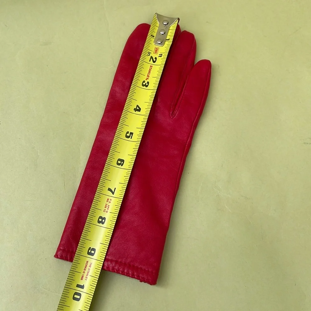 New vintage red leather gloves with lining